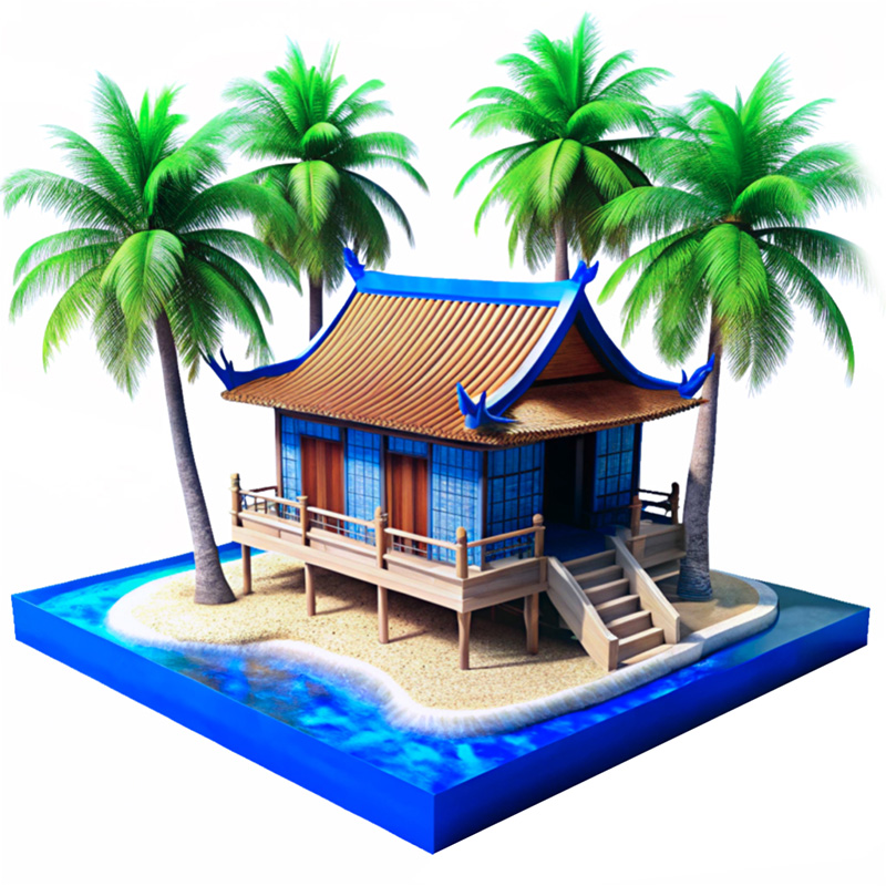 בית וייטנאם על החוף דגם תלת מימד, ויזת וייטנאם